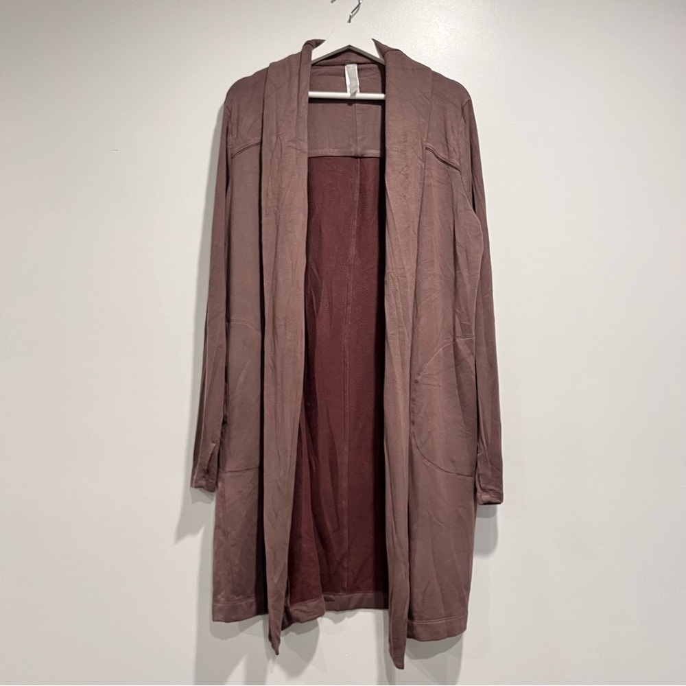 Athleta Light Brown/Pink Stretchy Long Midi Cardigan Sweater Women’s Size Large